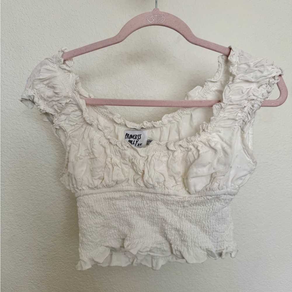 Princess Polly White Ruched Women's crop Top